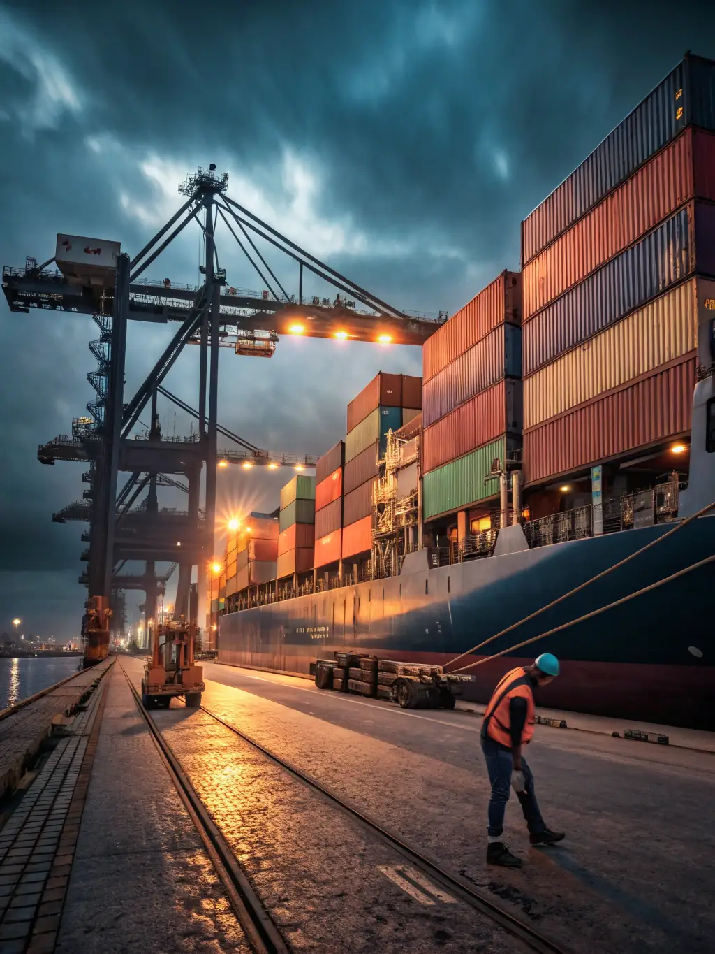 A stack of shipping containers at a busy port, symbolizing global trade and the movement of goods. The WT&T Ltd. logo is subtly overlaid.